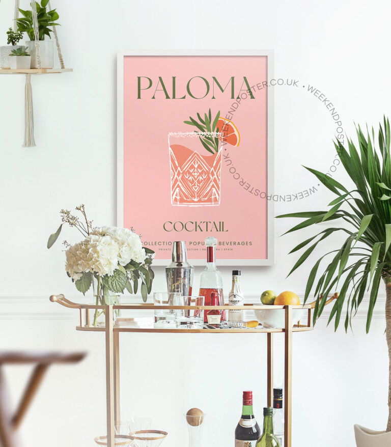 Paloma colorful cocktail poster