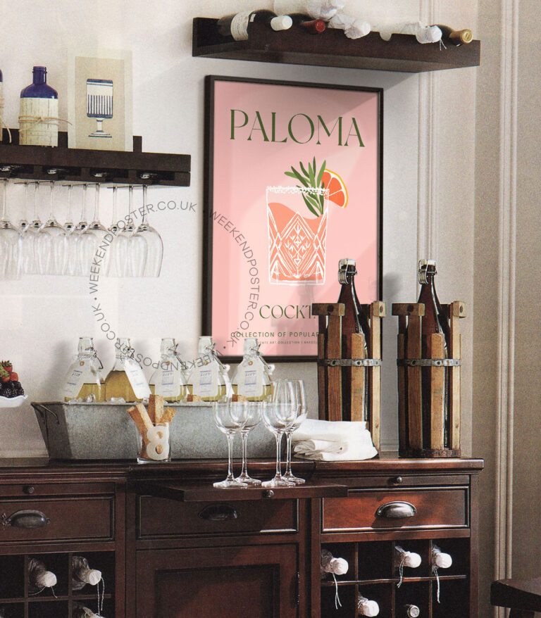 Paloma colorful cocktail poster