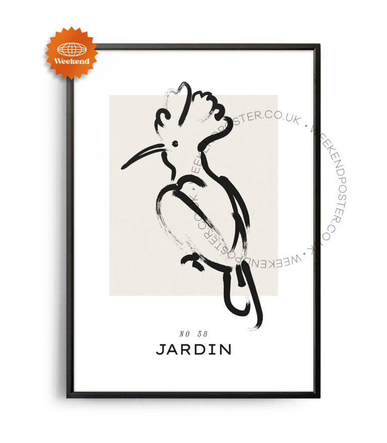 Parrot minimal black and white poster