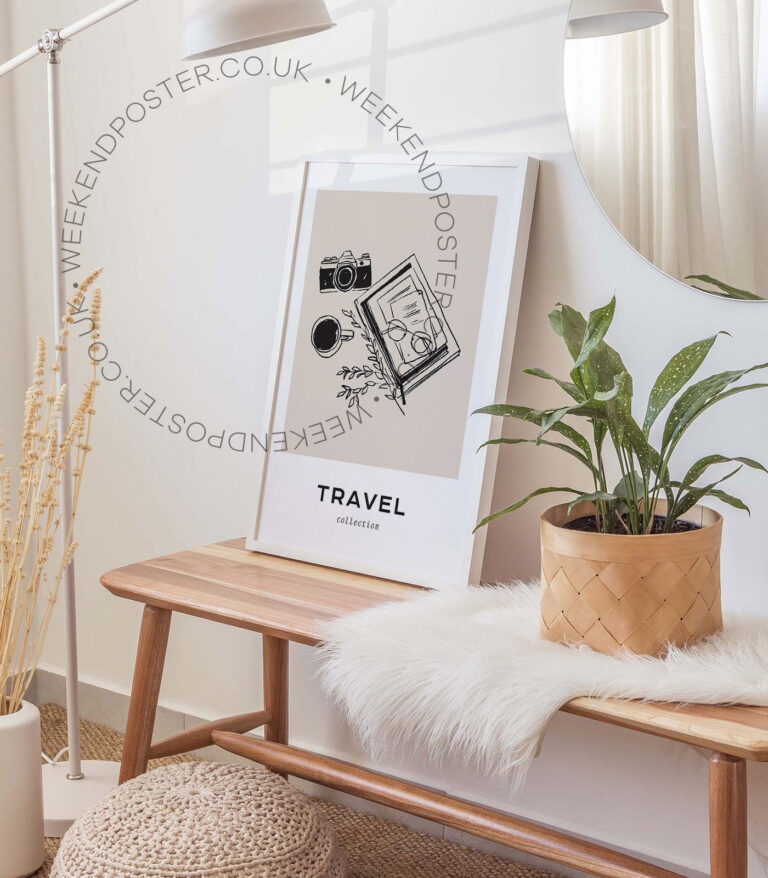 Retro Scene minimal black and white poster