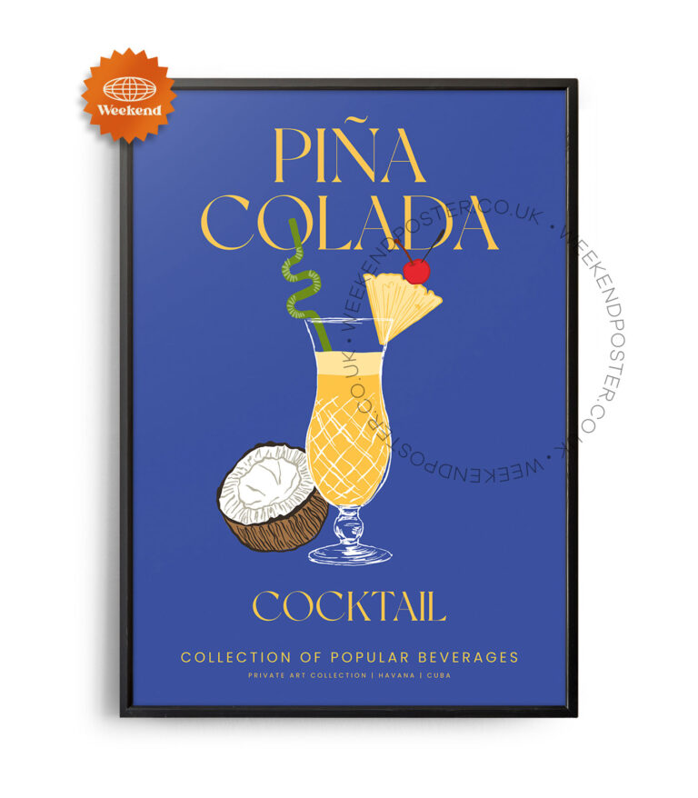 Pina Colada colorful cocktail poster