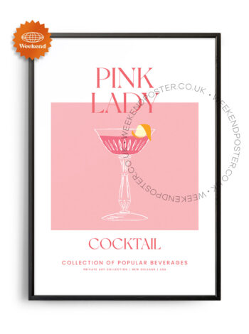 Pink Lady colorful cocktail poster