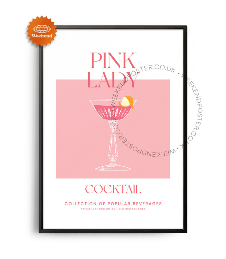 Pink Lady colorful cocktail poster