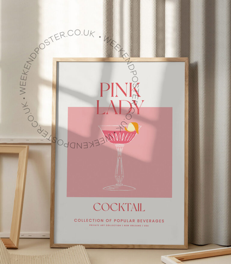 Pink Lady colorful cocktail poster
