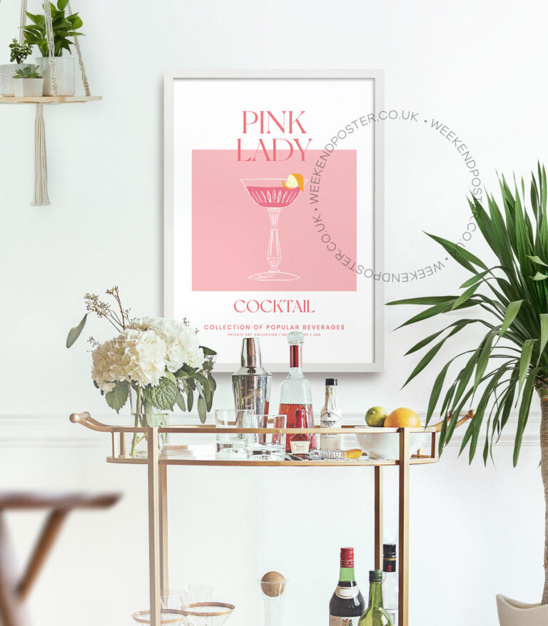 Pink Lady colorful cocktail poster