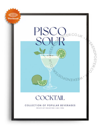 Pisco Sour colorful cocktail poster