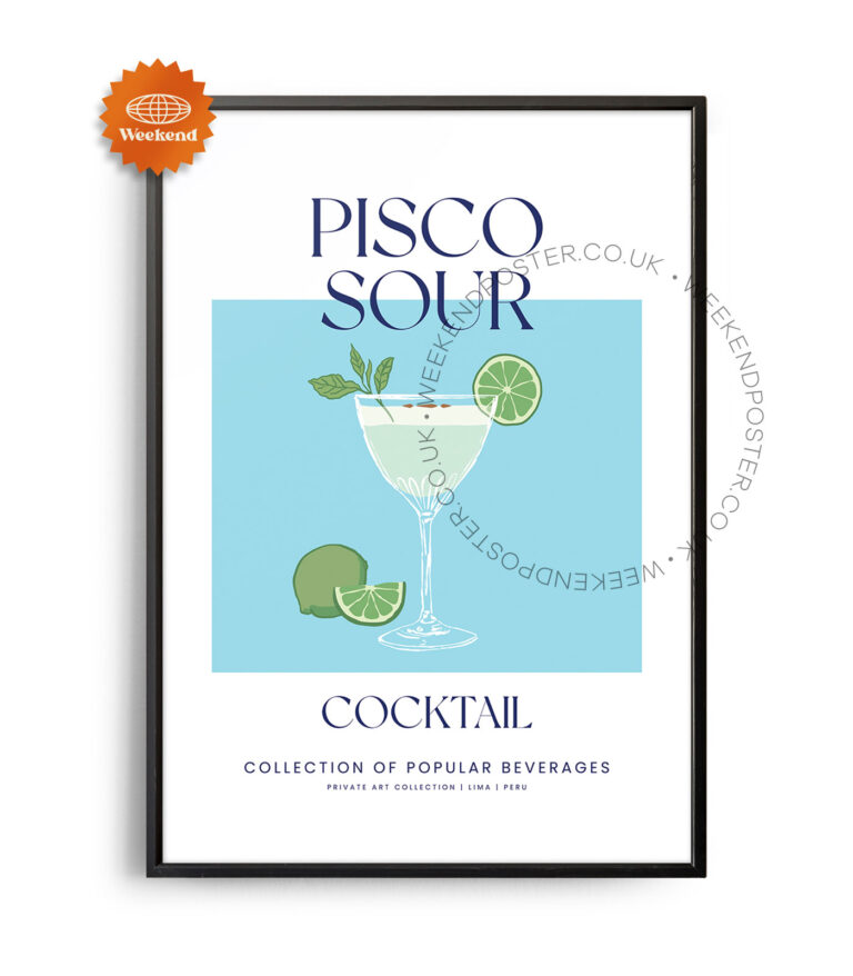 Pisco Sour colorful cocktail poster