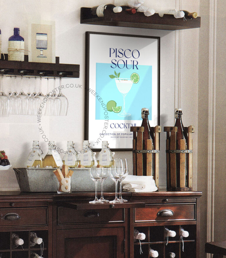 Pisco Sour colorful cocktail poster