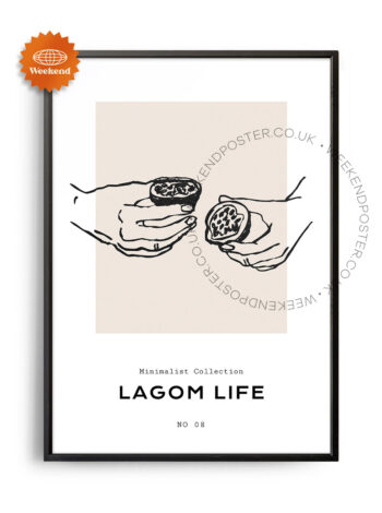 Pomegranate minimal black and white poster