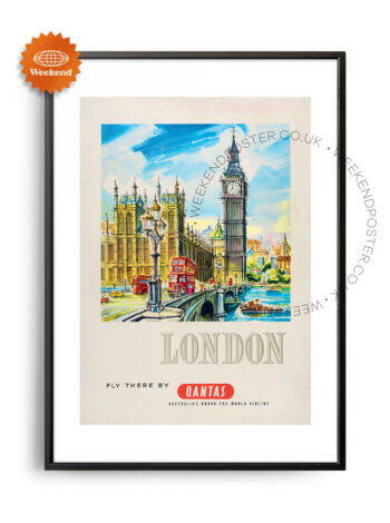 Qantas London vintage poster