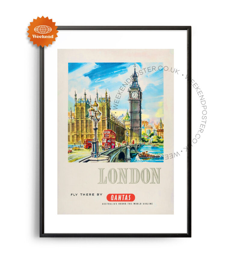 Qantas London vintage poster
