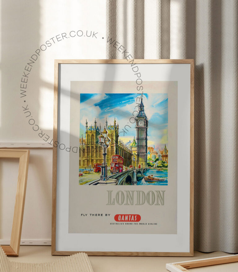 Qantas London vintage poster