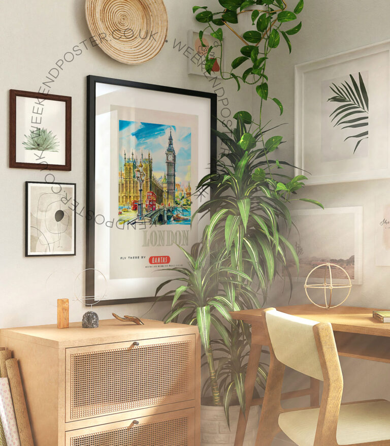 Qantas London vintage poster