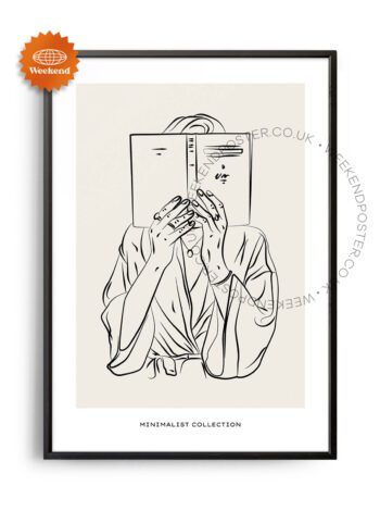 Reading Woman minimal black and white poster