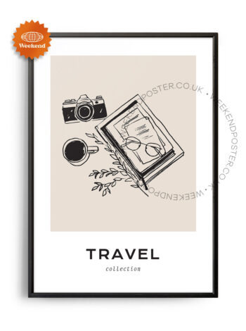 Retro Scene minimal black and white poster