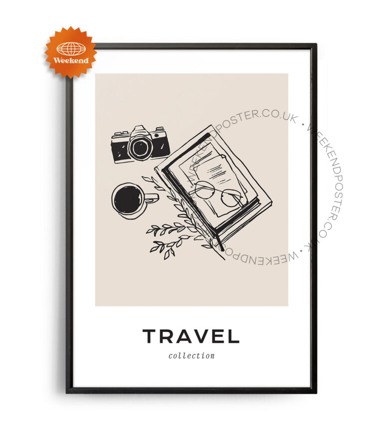 Retro Scene minimal black and white poster