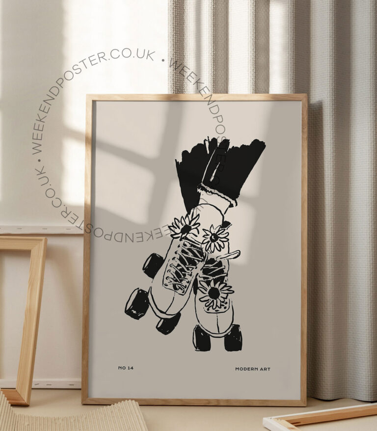 Roller Skates minimal black and white poster