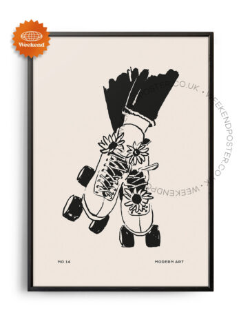 Roller Skates minimal black and white poster