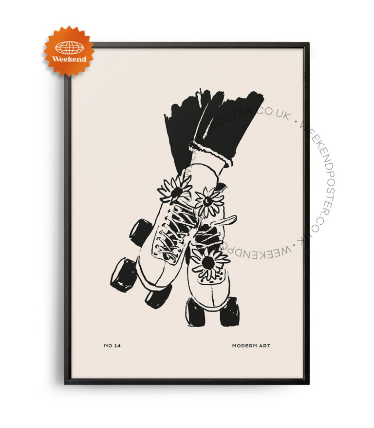 Roller Skates minimal black and white poster