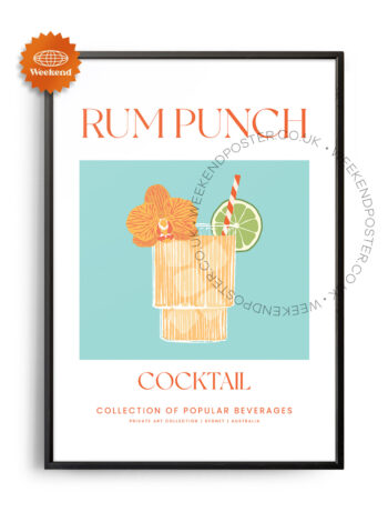 Rum Punch colorful cocktail poster
