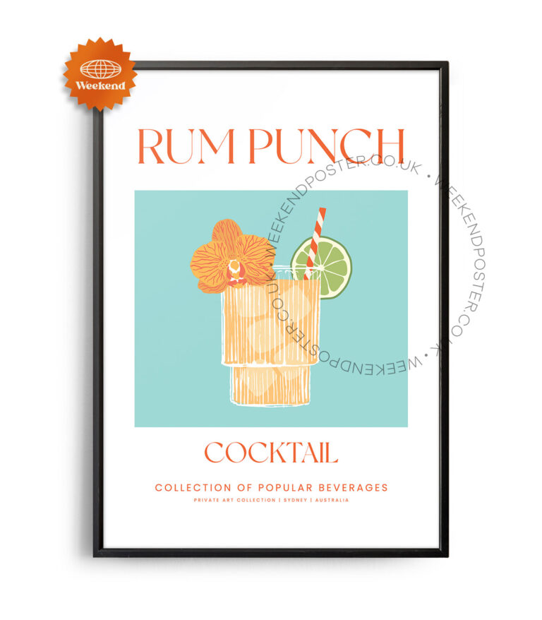 Rum Punch colorful cocktail poster