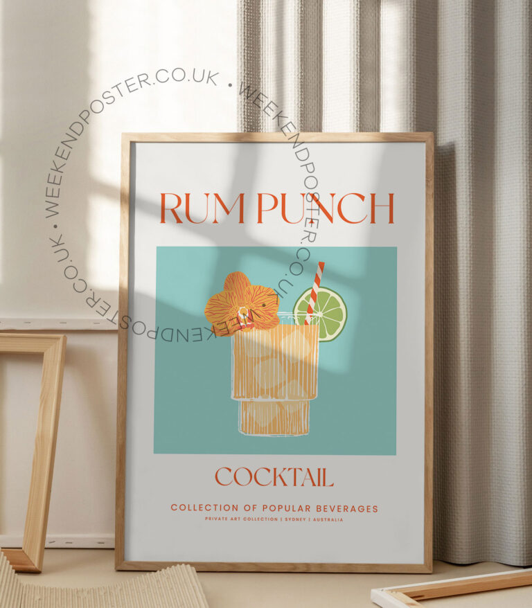 Rum Punch colorful cocktail poster