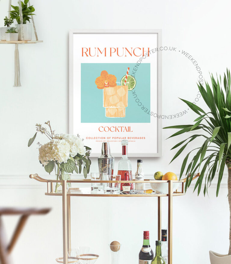 Rum Punch colorful cocktail poster
