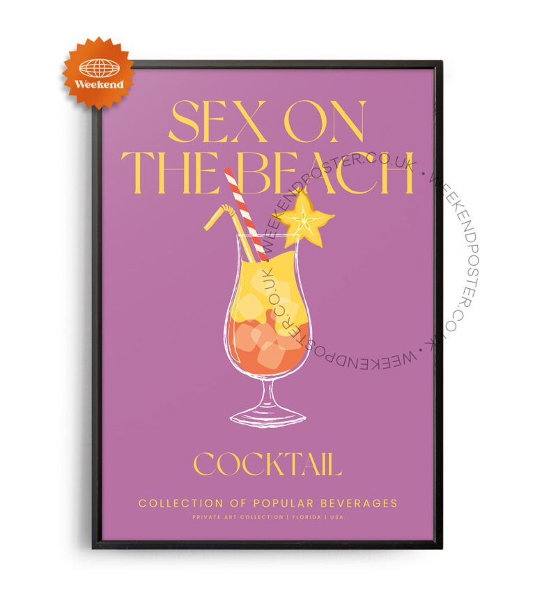 Sex On The Beach colorful cocktail poster