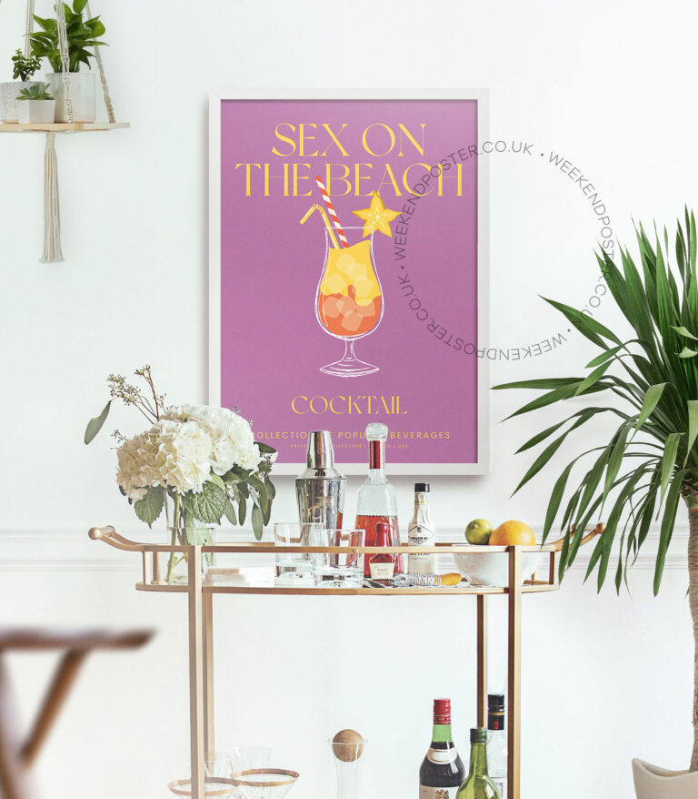 Sex On The Beach colorful cocktail poster