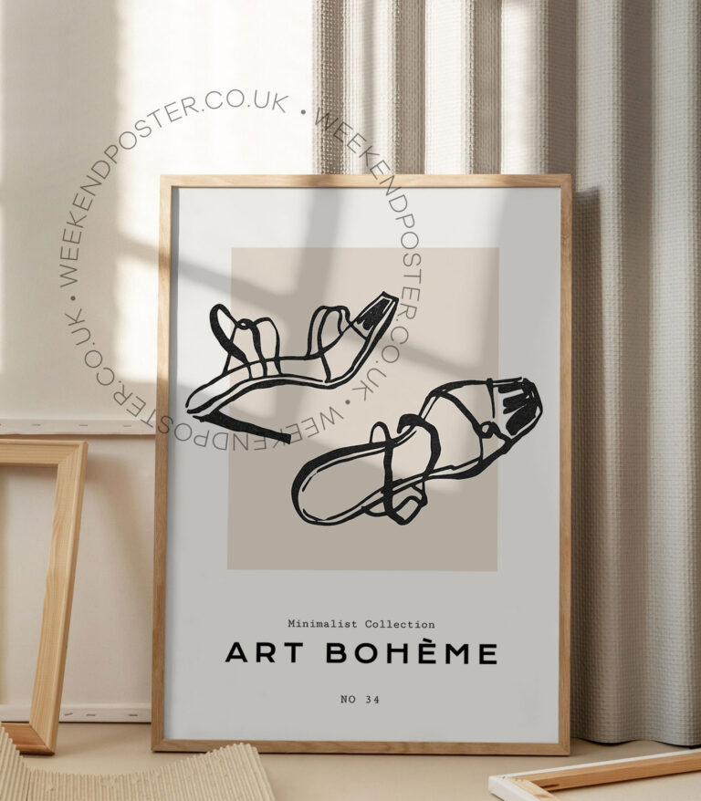 Woman Shoe minimal black and white poster