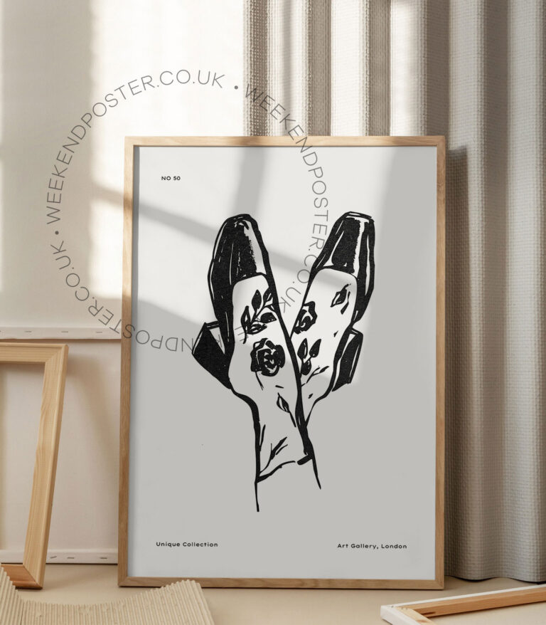 Woman Shoe minimal black and white poster