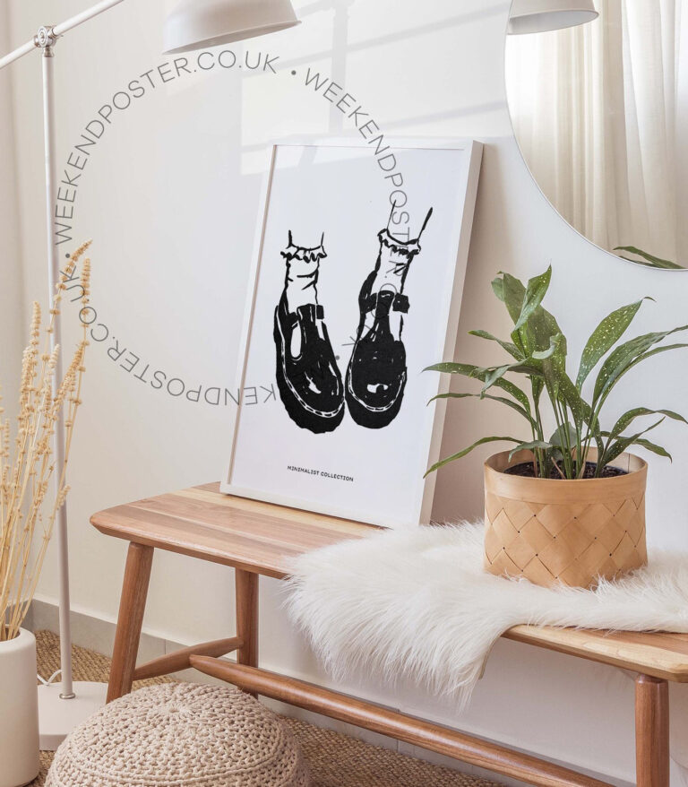 Woman Shoes minimal black and white poster