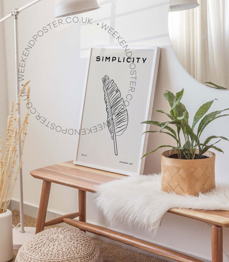 Feather minimal black and white poster