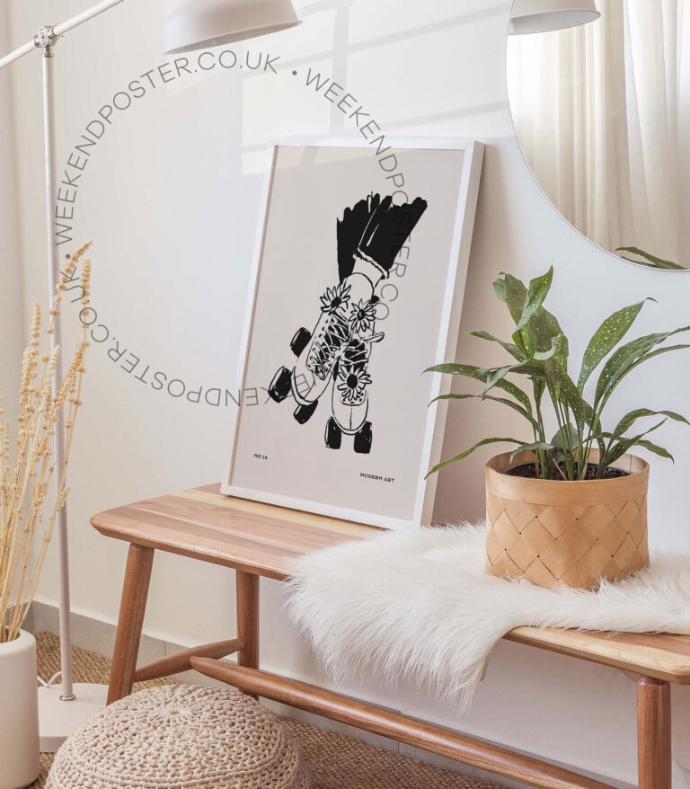 Roller Skates minimal black and white poster