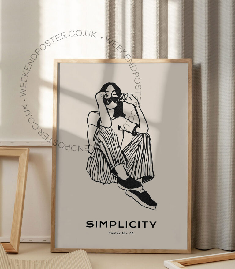 Summer Woman minimal black and white poster