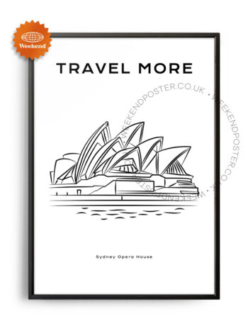 Sydney Opera House minimal black and white poster