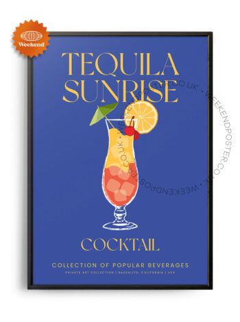 Tequila Sunrise colorful cocktail poster