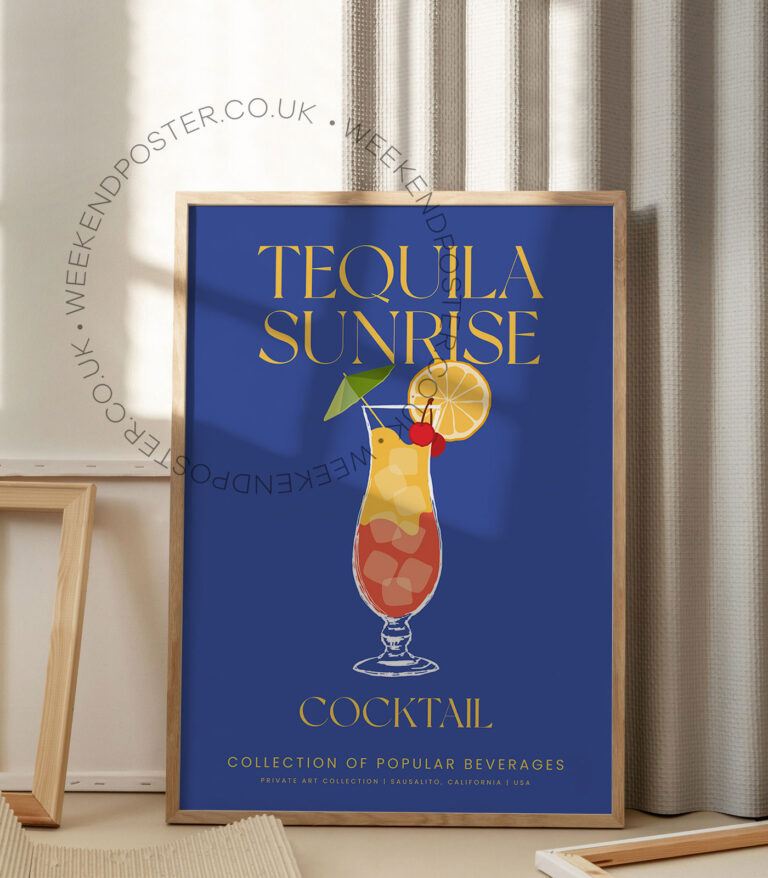 Tequila Sunrise colorful cocktail poster