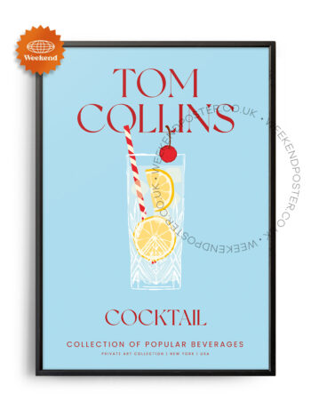 Tom Collins colorful cocktail poster