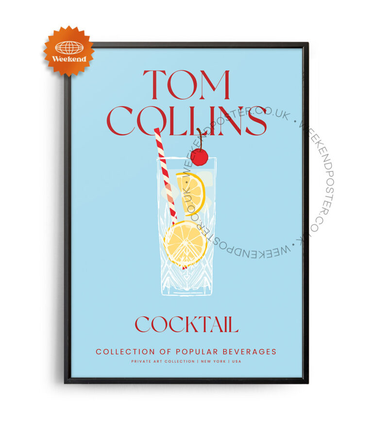 Tom Collins colorful cocktail poster