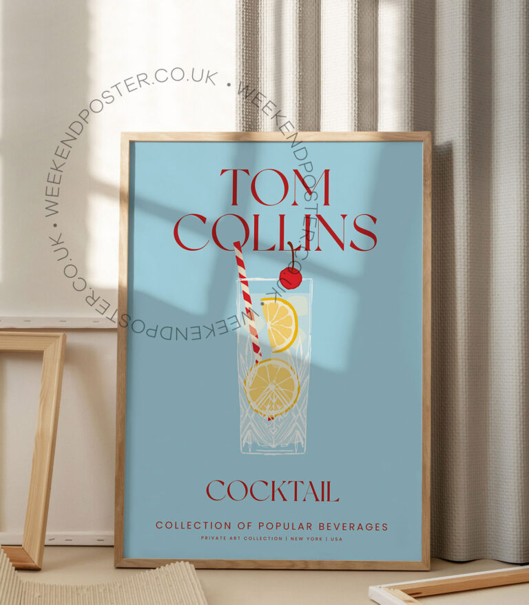 Tom Collins colorful cocktail poster