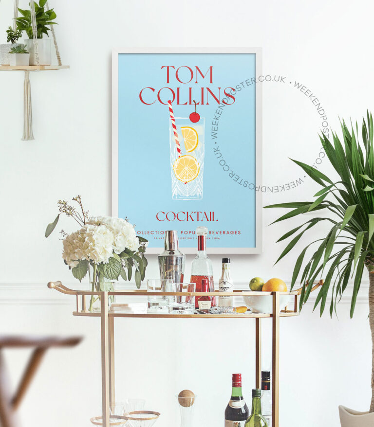 Tom Collins colorful cocktail poster