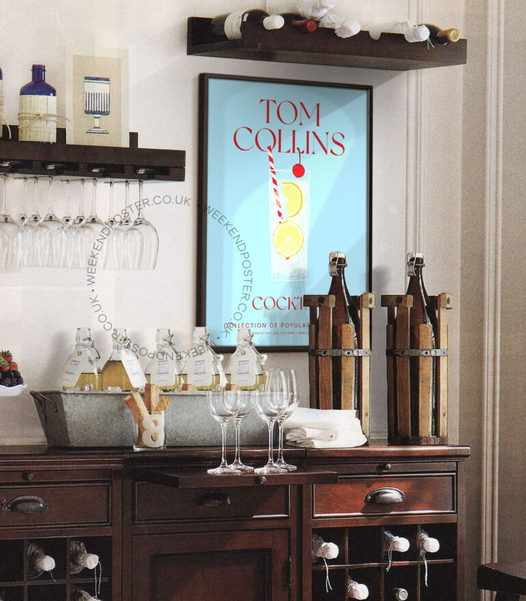 Tom Collins colorful cocktail poster
