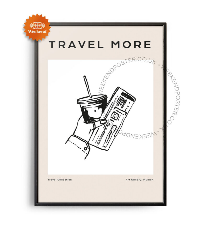 Travel Collection minimal black and white poster