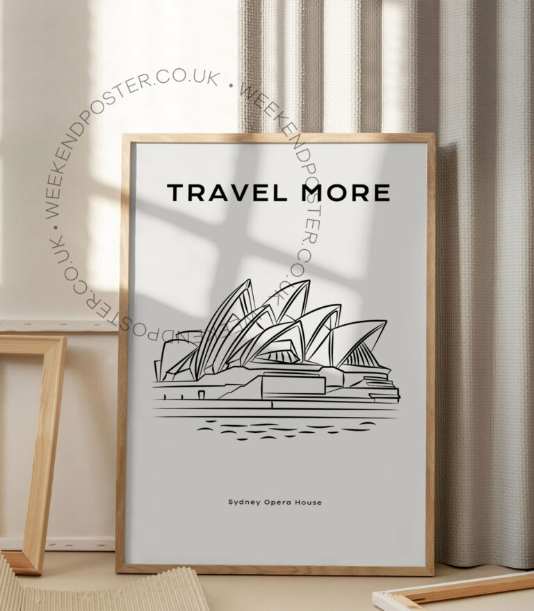 Sydney Opera House minimal black and white poster