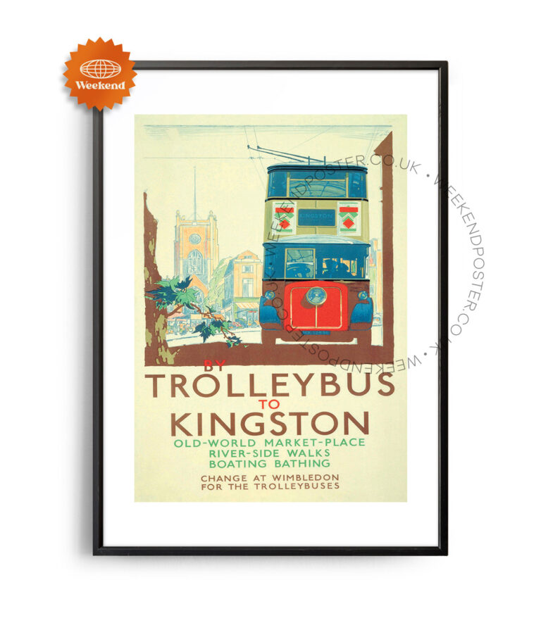 Trolleybus To Kingston vintage poster