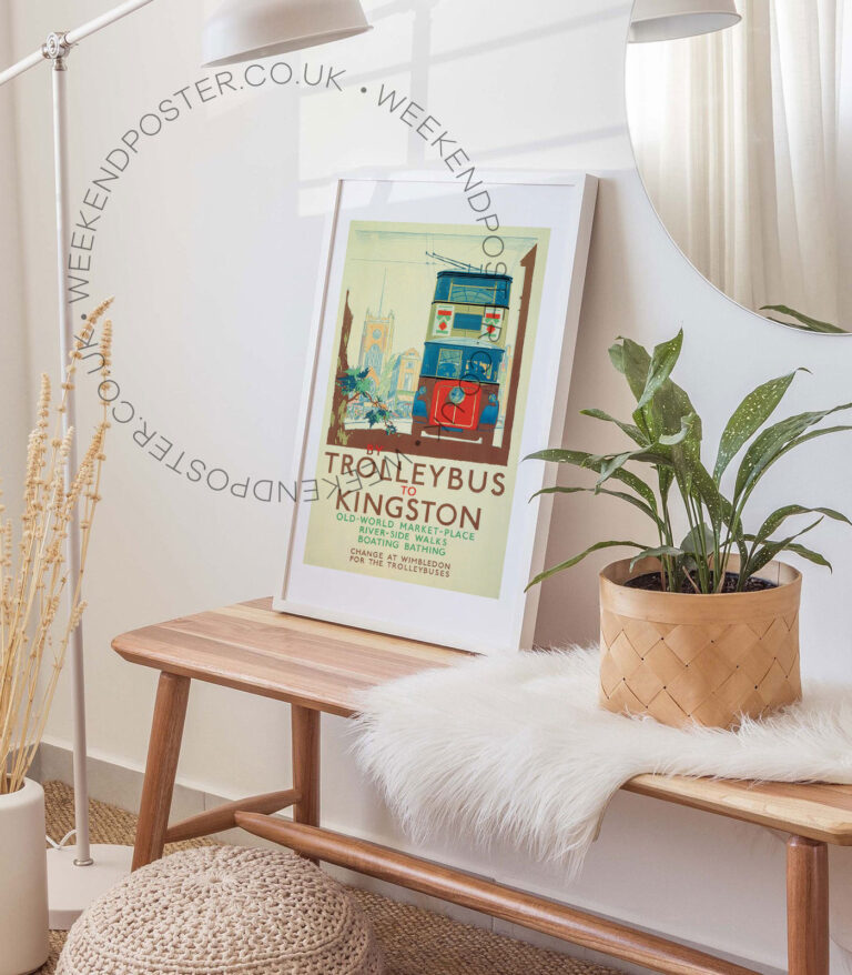 Trolleybus To Kingston vintage poster