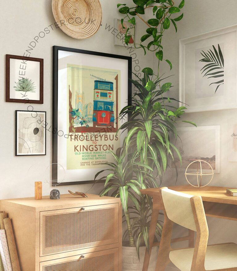 Trolleybus To Kingston vintage poster