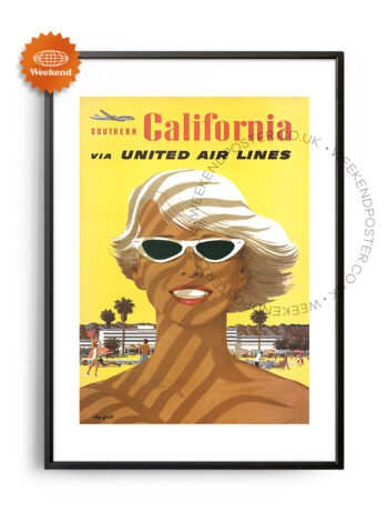 United Air Lines California vintage poster