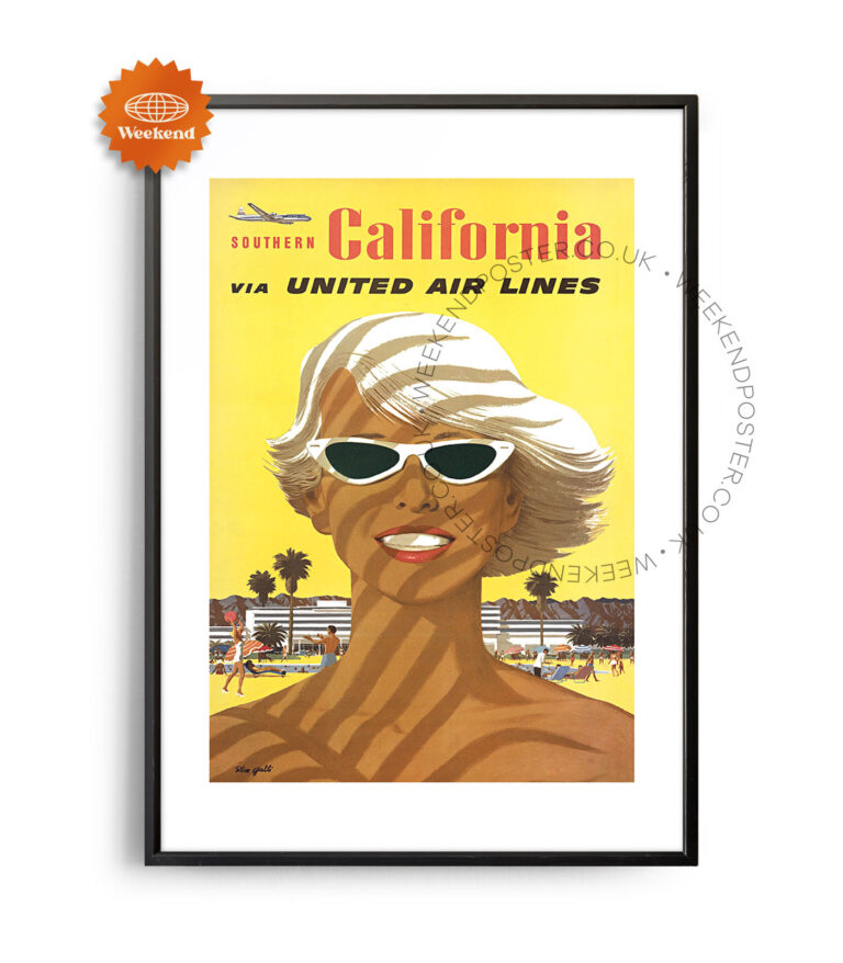United Air Lines California vintage poster